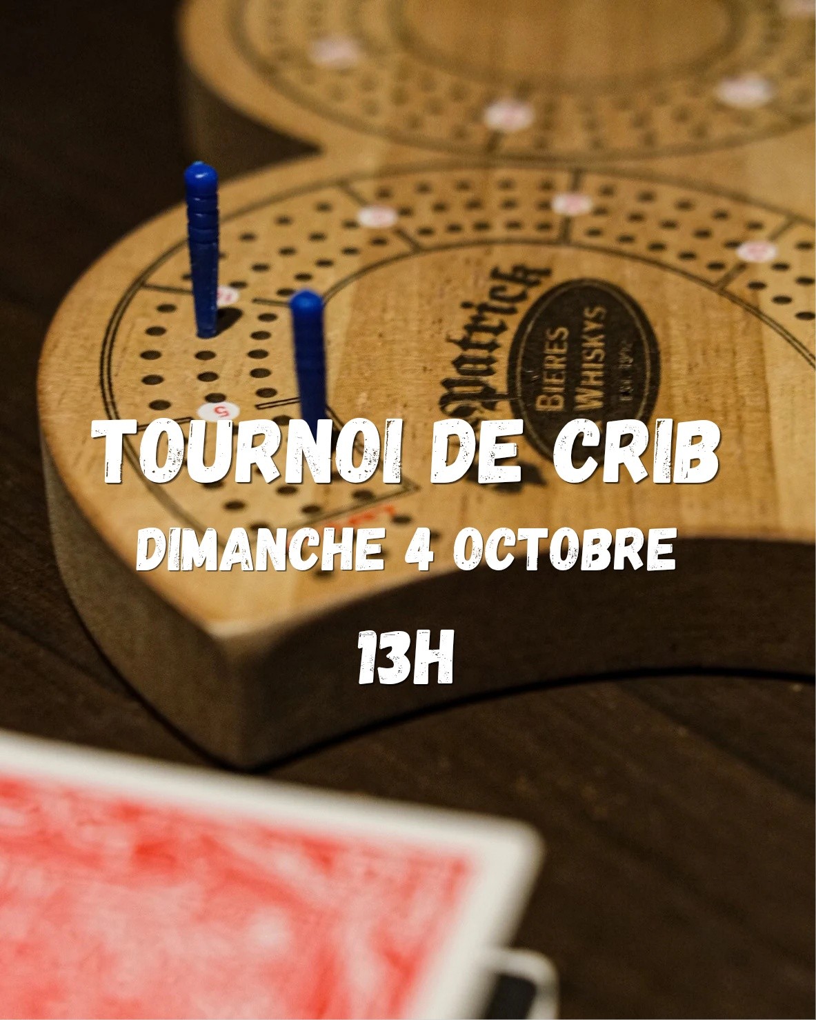 Tournoi de Crib
4 Octobre à 13h
Inscriptions au Pub ou par Messenger.